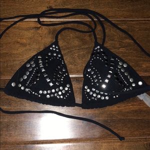 Victoria Secret Black Embellished Bikini Top